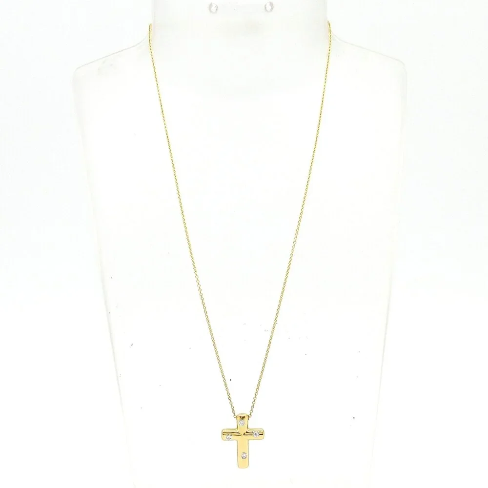 Tiffany & Co. Dot's Cross Necklace 18K Yellow Gold Diamond